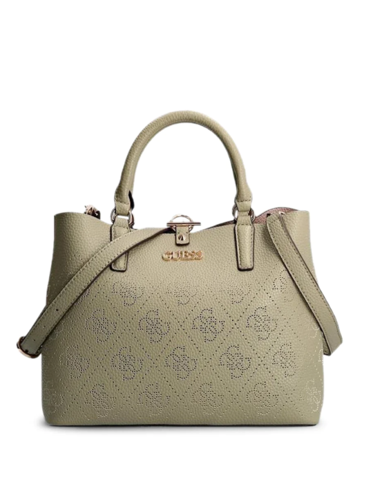Borsa a mano Guess Amara in tessuto di poliuretano con logo 4G colore verde codice HWSG8493060 dimensioni 29 x 22 x 14 cm.