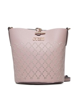 Borsa a secchiello Guess Amara in pelle sintetica e tessuto rosa cipria HWXG8493010 donna 18/23 x 20 x 14 / 14/18 x 18 x 7 cm