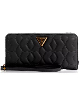 Portafoglio Guess Elenia in tessuto SLG grande con cerniera nera donna