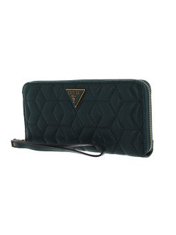 Portafoglio Guess Elenia in tessuto SLG con cerniera grande Forest Donna