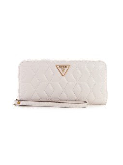 Portafoglio Guess Elenia in tessuto SLG grande con cerniera Stone donna
