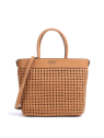 Borsa a mano Guess Sicilia in pelle sintetica e tessuto con scomparto foderato colore cognac HWWG8490230 30 x 30 x 12 cm.