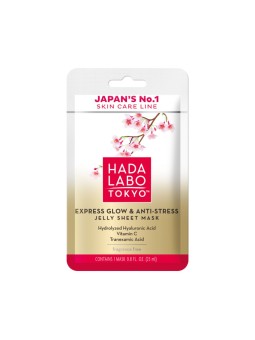 Maschera viso in tessuto Hada Labo Tokyo Premium con acido ialuronico illuminante e antistress per il giorno (23ml)