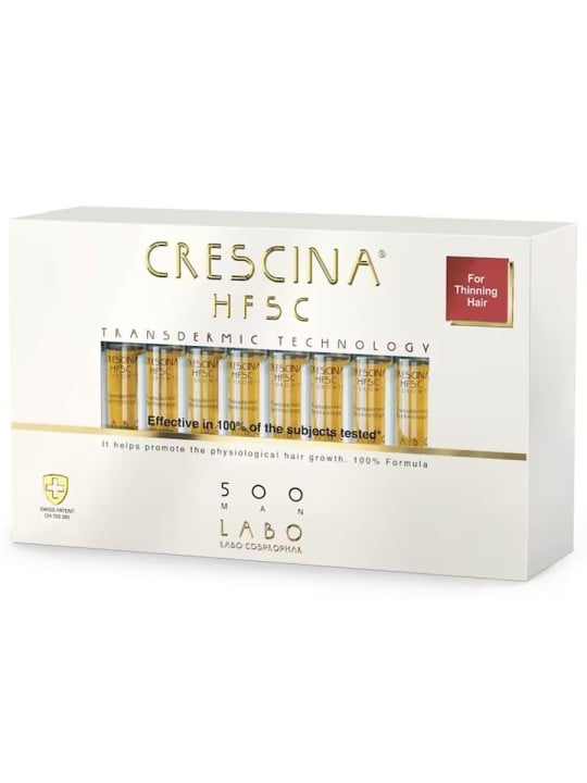 Labo Crescina Transdermic HFSC 500 Siero Trattamento Stimolante della Crescita in Fiale per Cuoio Capelluto Uomo 20 pezzi 35ml