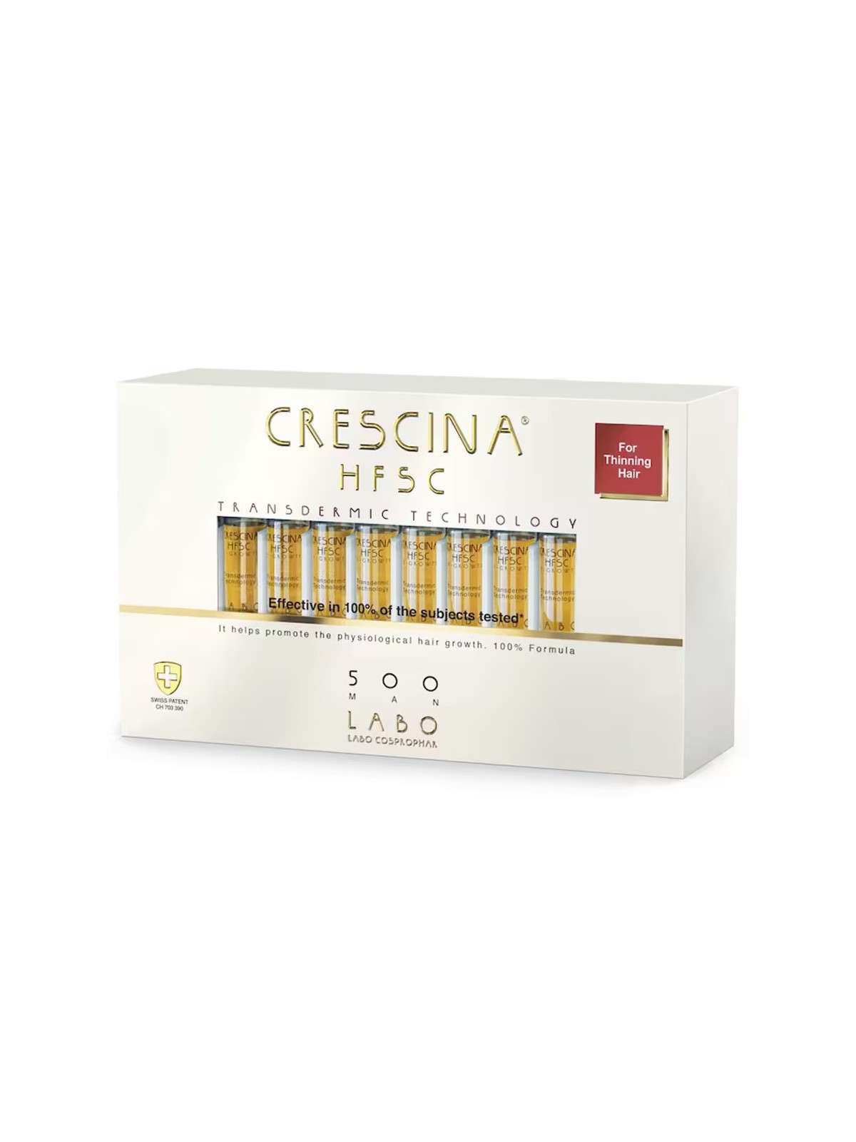 Labo Crescina Transdermic HFSC 500 Siero Trattamento Stimolante della Crescita in Fiale per Cuoio Capelluto Uomo 20 pezzi 35ml