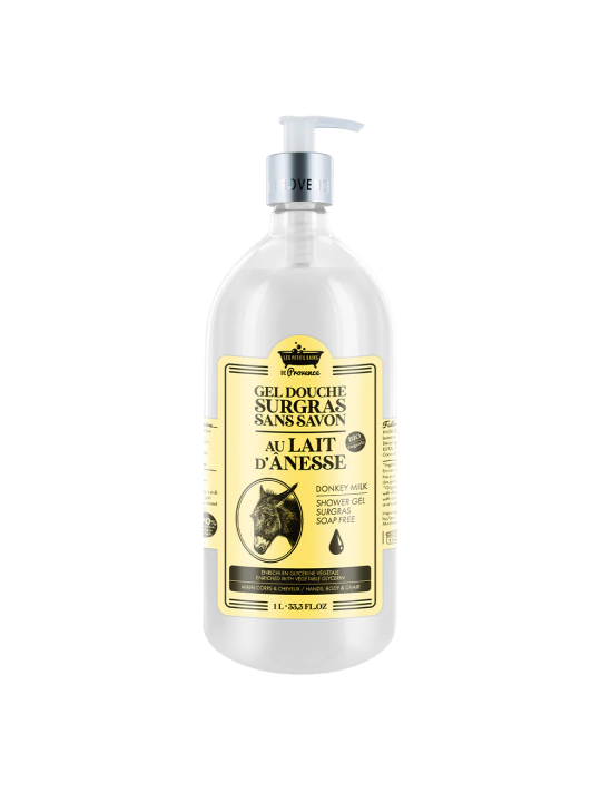 Les Petites Bains de Provence Gel Doccia al Latte d'Asina per Corpo Viso e Capelli Per Pelli Sensibili 1000ml