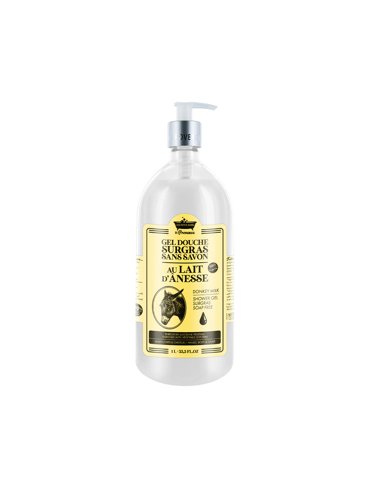 Les Petites Bains de Provence Gel Doccia al Latte d'Asina per Corpo Viso e Capelli Per Pelli Sensibili 1000ml
