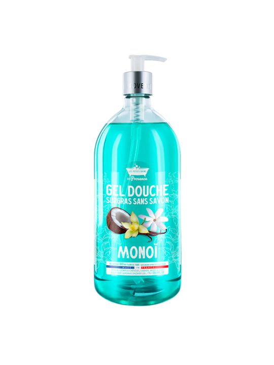 Les Petites Bains de Provence Monoi Bagnoschiuma per Corpo Viso e Capelli Per Pelli Sensibili 1000ml