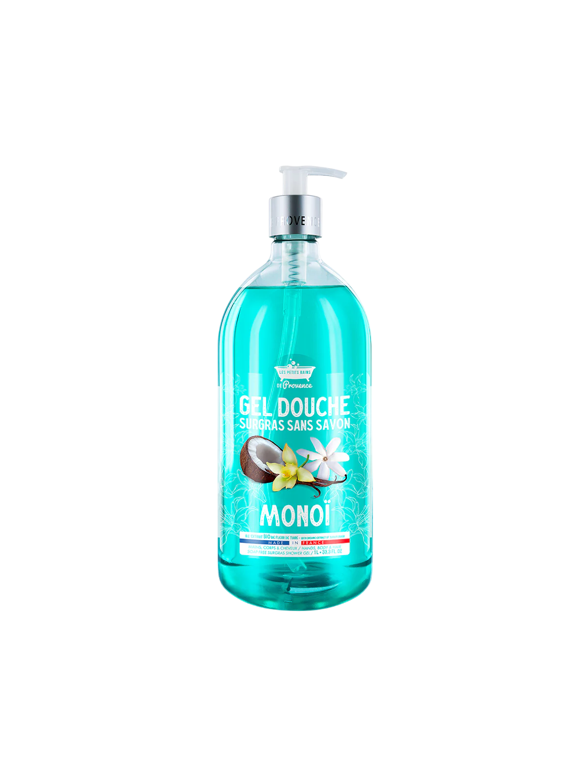 Les Petites Bains de Provence Monoi Bagnoschiuma per Corpo Viso e Capelli Per Pelli Sensibili 1000ml