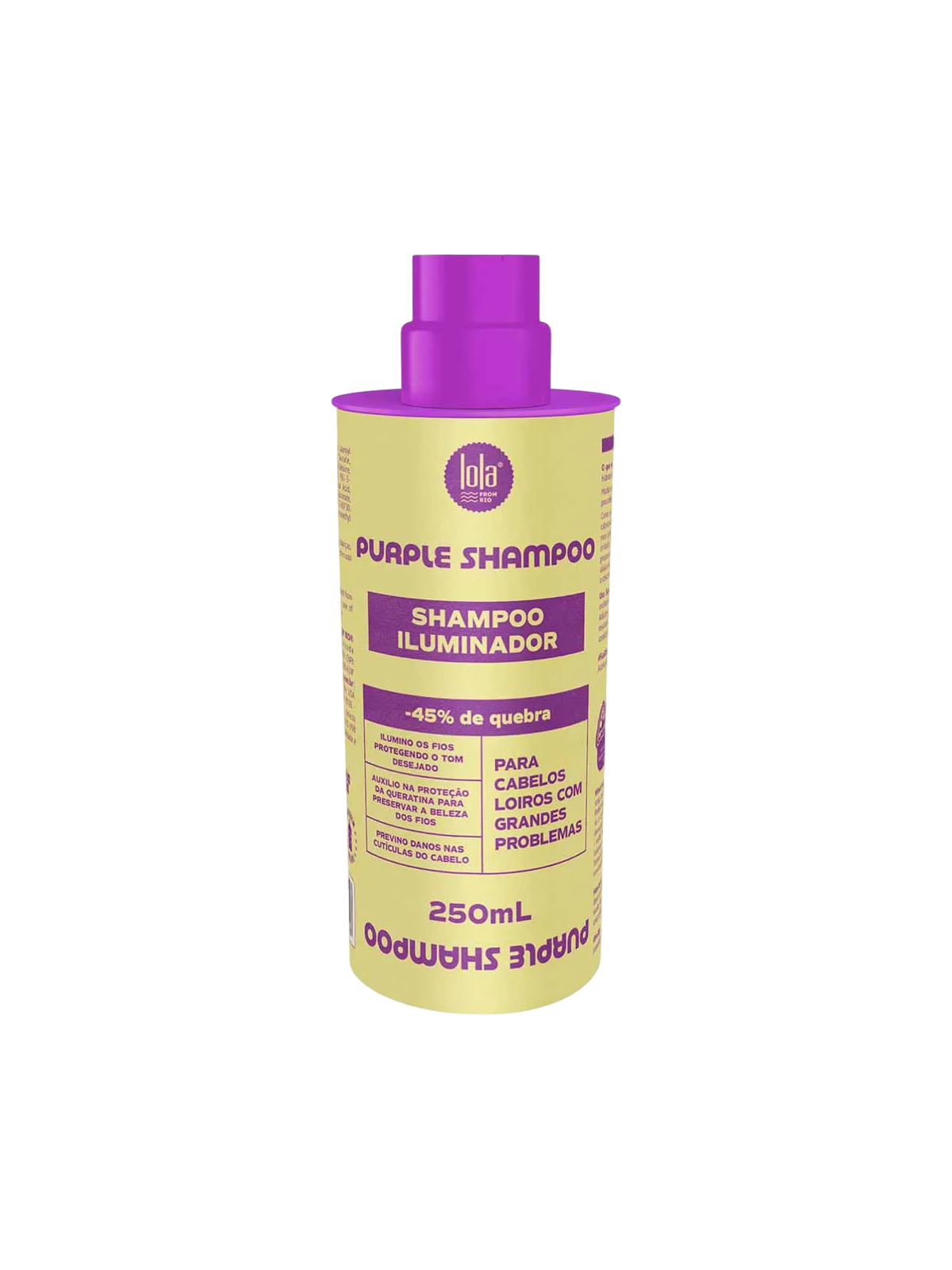Shampoo viola per capelli Lola Cosmetics che neutralizza i riflessi gialli o arancioni 250ml