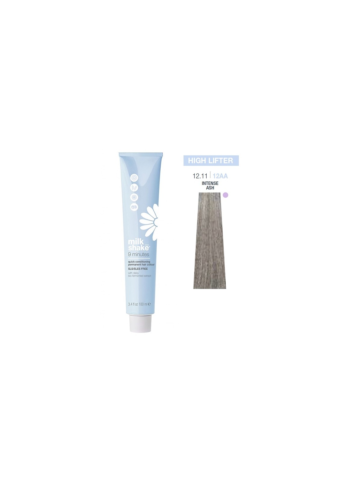 Milk Shake 9 Minutes Tintura per capelli permanente senza SLS/SLES 12.1112AA Intense Ash 100ml