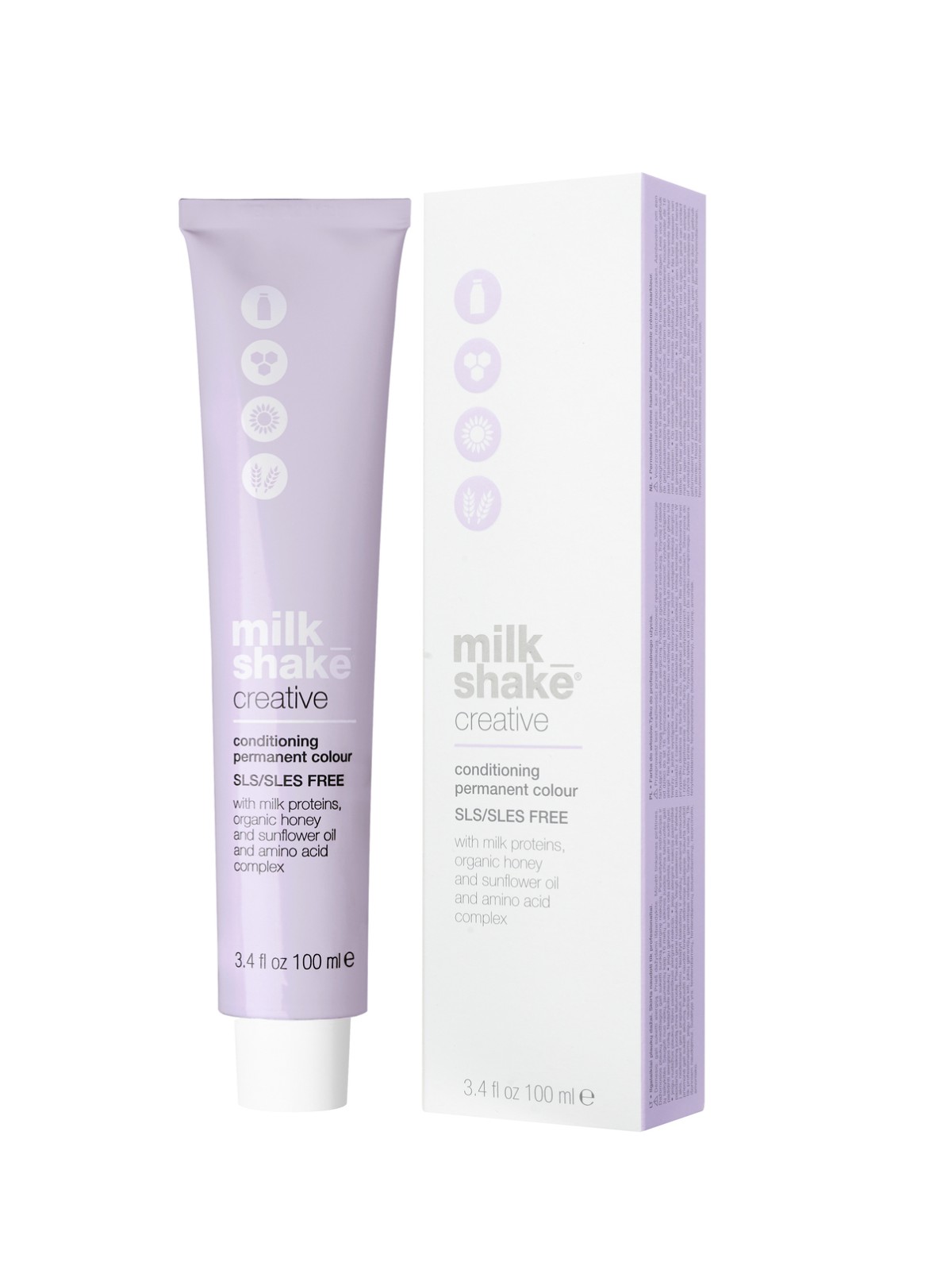 Tintura per capelli permanente Milk Shake Creative SLS/SLES-Free 8.018NA Biondo chiaro cenere naturale 100ml
