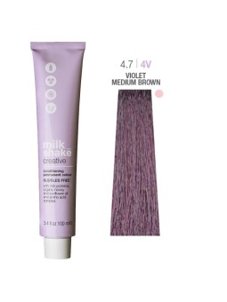 Tintura per capelli permanente Milk Shake Creative SLS/SLES-Free 4.74V Viola Castano Medio 100ml