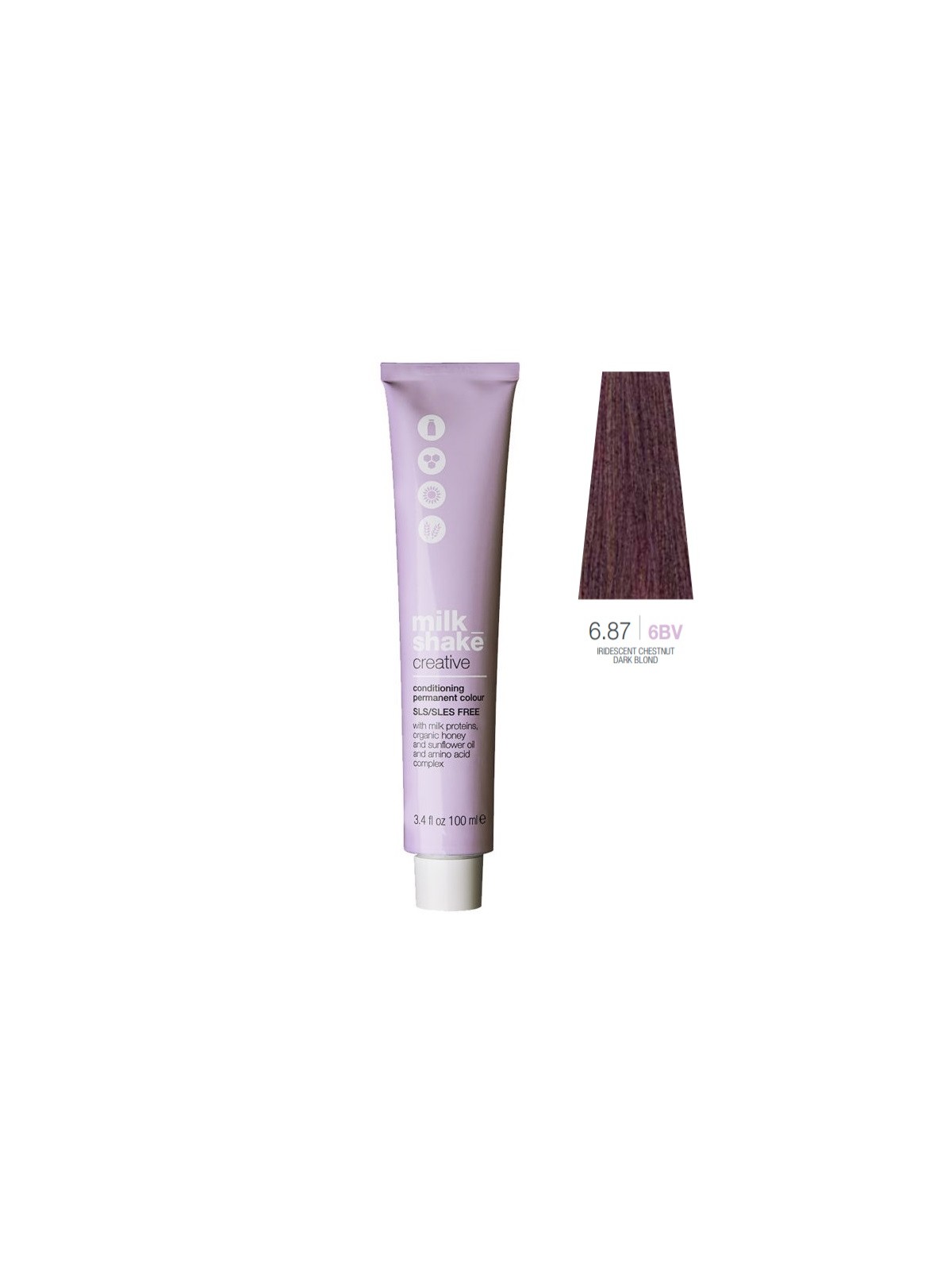 Tintura per capelli permanente Milk Shake Creative SLS/SLES-Free 6.876BV Castano Iridescente Biondo Scuro 100ml