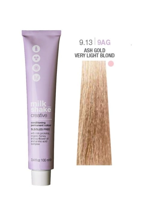 Tintura per capelli permanente Milk Shake Creative SLS/SLES-Free 9.139AG Oro cenere Biondo chiarissimo 100ml