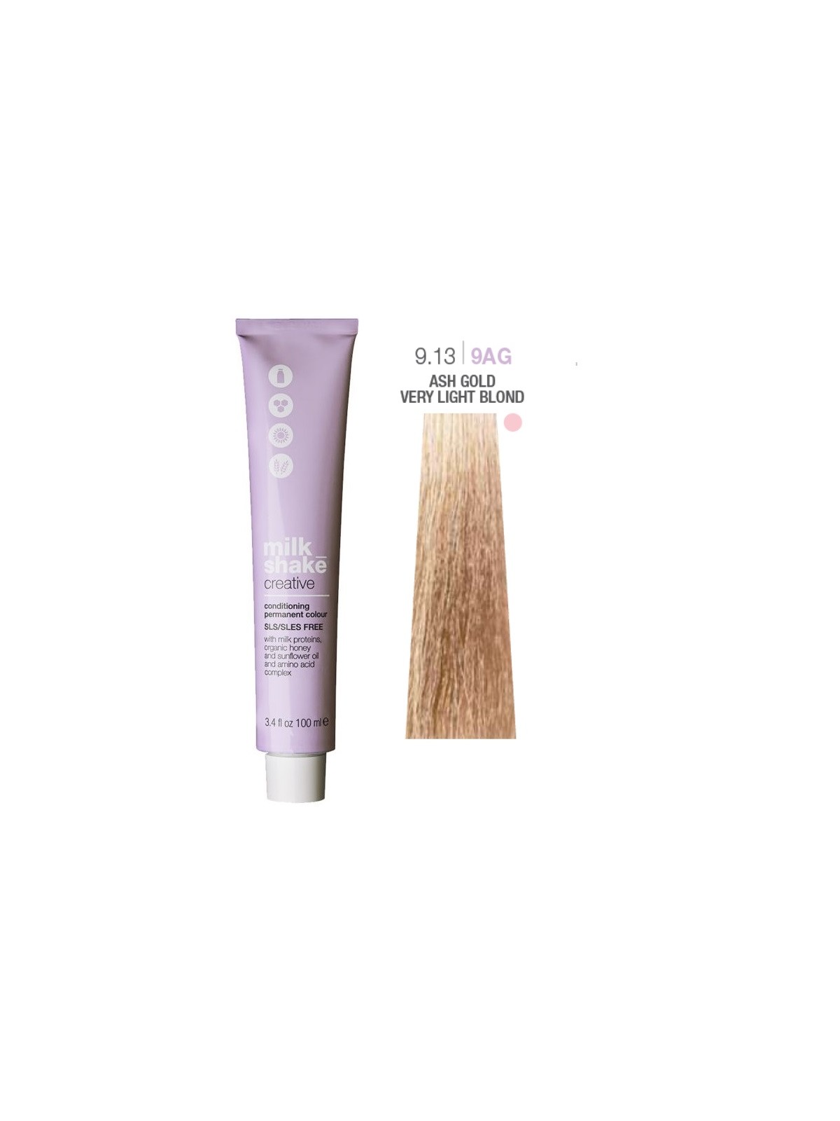 Tintura per capelli permanente Milk Shake Creative SLS/SLES-Free 9.139AG Oro cenere Biondo chiarissimo 100ml