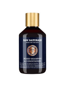 Shampoo e balsamo per barba Raw Naturals 100% vegano. Shampoo per barba morbido 250ml.