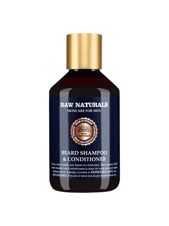 Shampoo e balsamo per barba Raw Naturals 100% vegano. Shampoo per barba morbido 250ml.