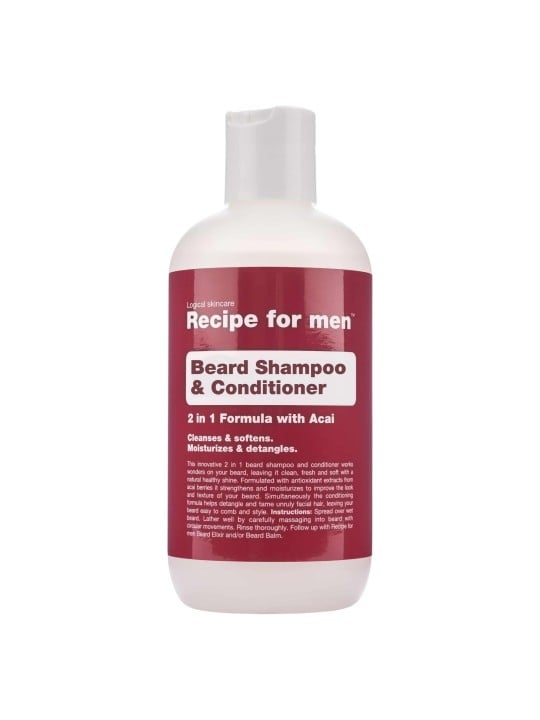 Recipe uomo Shampoo e Balsamo per Barba Detergente e Balsamo Shampoo Idratante per Barba 250ml