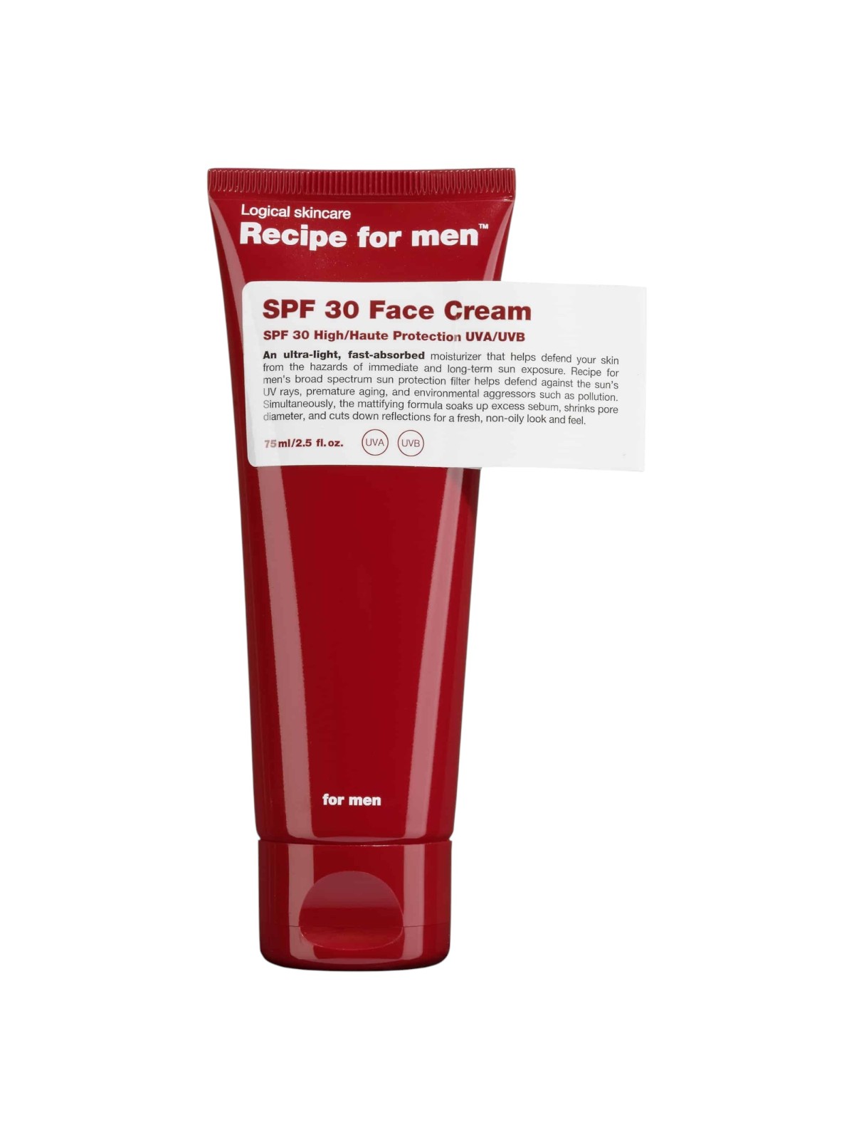Recipe uomo SPF 30 Crema Viso Idratante Crema per il Viso SPF30 75ml