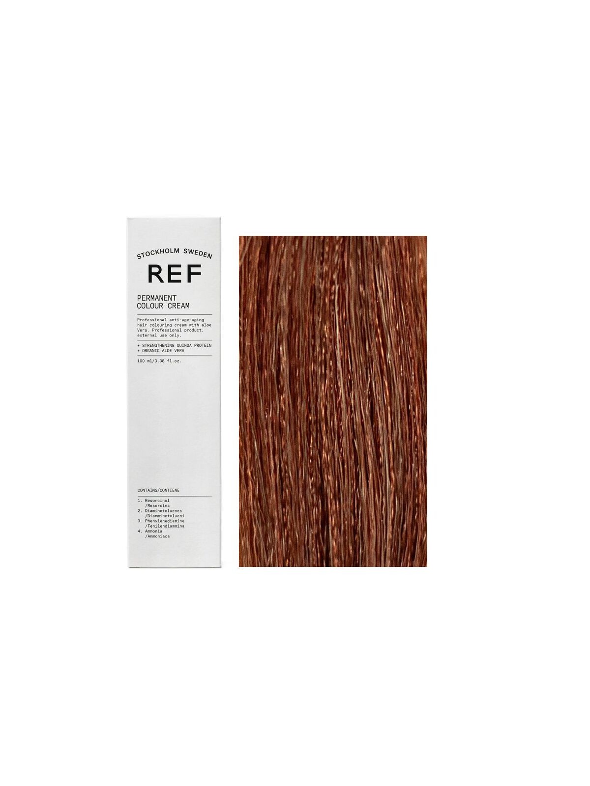 Ref Stockholm Tintura per capelli permanente vegana 7.43 Biondo rame dorato 100ml