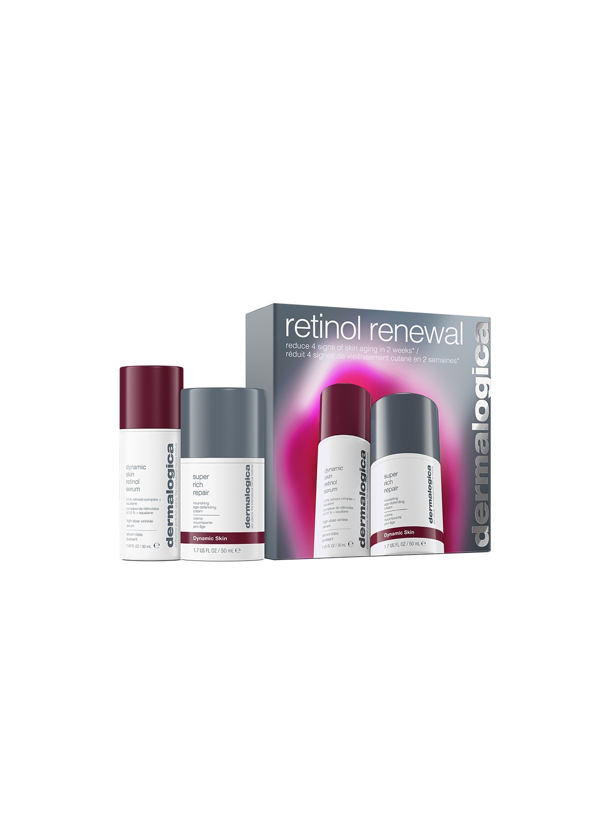 Kit Rinnovamento Retinolo Dermalogica: Siero Viso Antirughe Dynamic Skin al Retinolo 30ml + Crema Viso Antietà Dynamic Skin 50ml