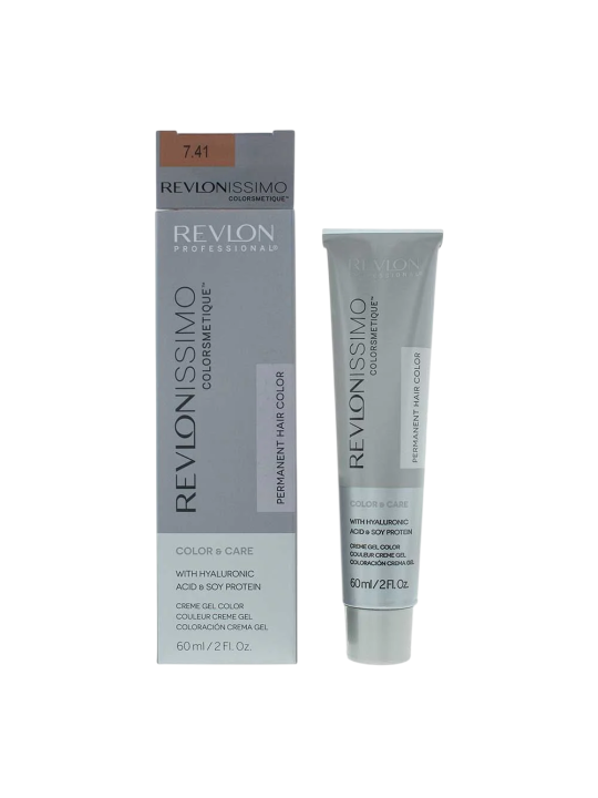 Tintura per capelli permanente Revlon Revlonissimo Colorsmetique 7.41 Biondo Nocciola 60ml
