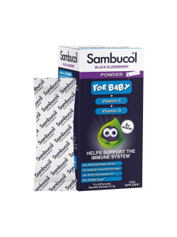 Sambucol Talco per Bambini Sambuco Nero Vitamine C e D Supporto al Sistema Immunitario 14 pezzi da 22 g