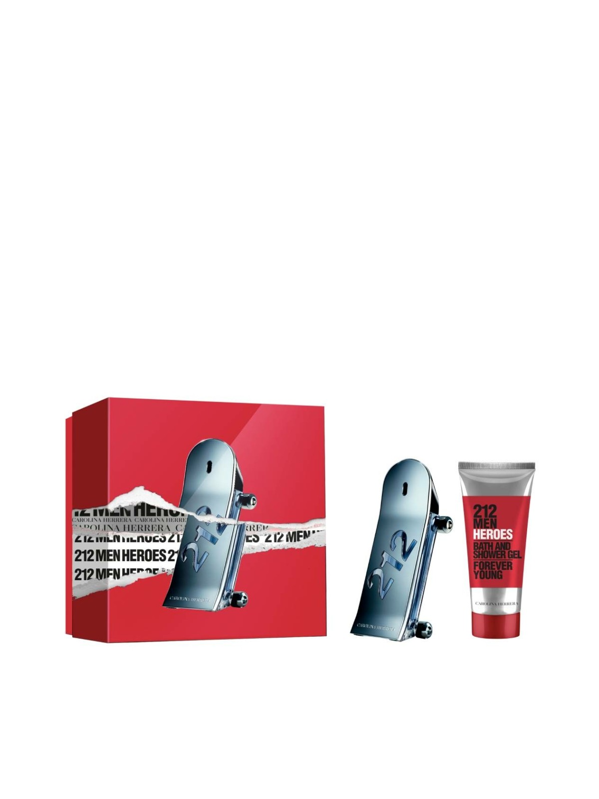 Set Carolina Herrera: 212 Heroes Eau De Toilette uomo 90ml + 212 Heroes Shower Gel For All Skin Types 100ml