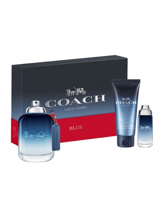 Set Coach: Blue Eau De Toilette uomo 100ml + Blue Eau De Toilette uomo 15ml + Blue Shower Gel Beard & Hair 100ml