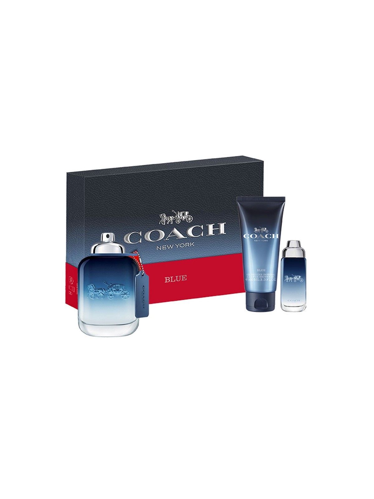 Set Coach: Blue Eau De Toilette uomo 100ml + Blue Eau De Toilette uomo 15ml + Blue Shower Gel Beard & Hair 100ml