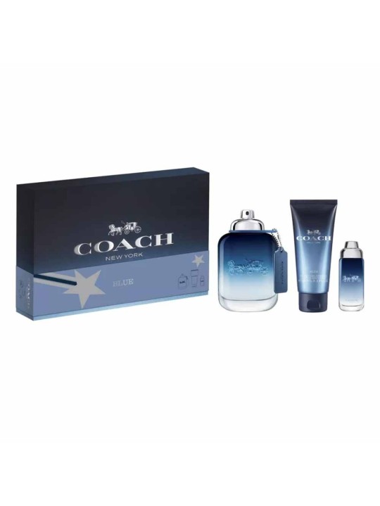 Set Coach: Blue Eau De Toilette uomo 100ml + Blue Eau De Toilette uomo 15ml + Blue Shower Gel Beard & Hair 100ml