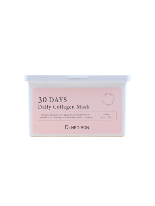 Set di maschere viso idratanti intense vegane al collagene Dr. Hedison per 30 giorni 30 pezzi 320 g