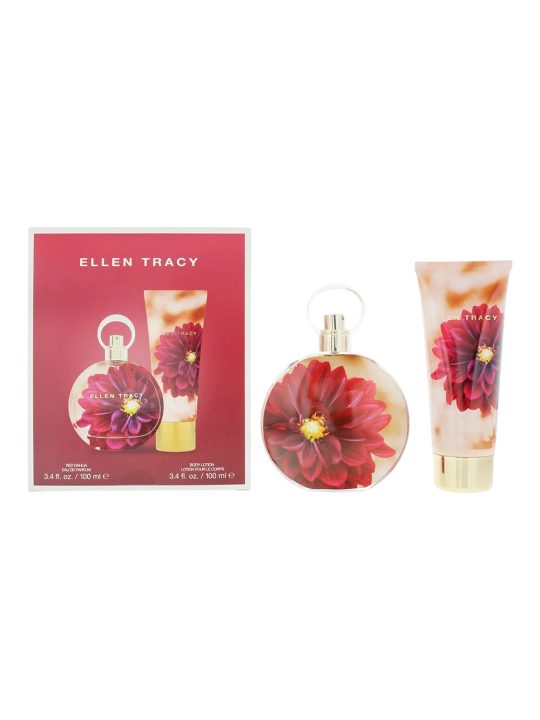 Set Ellen Tracy: Dream Florals Red Dahlia Eau De Parfum donna 100ml + Dream Florals Red Dahlia Lozione Corpo Idratante 100ml