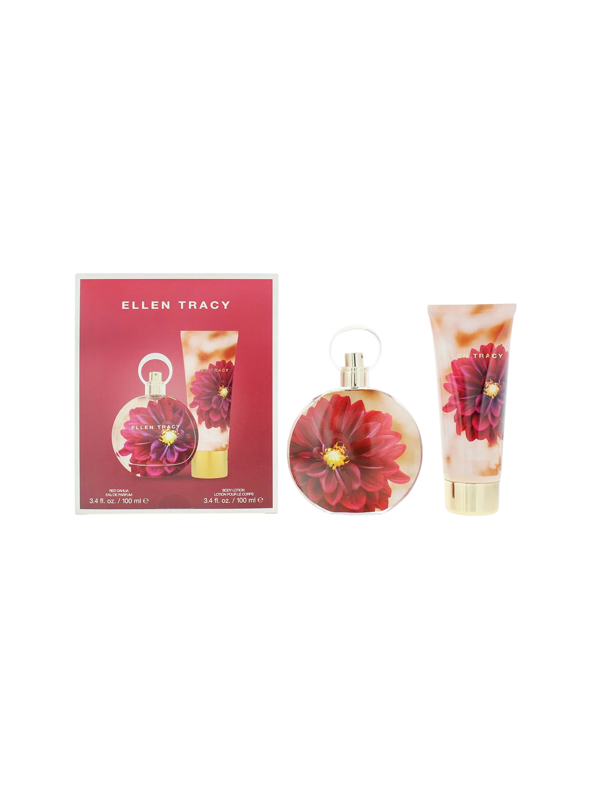 Set Ellen Tracy: Dream Florals Red Dahlia Eau De Parfum donna 100ml + Dream Florals Red Dahlia Lozione Corpo Idratante 100ml