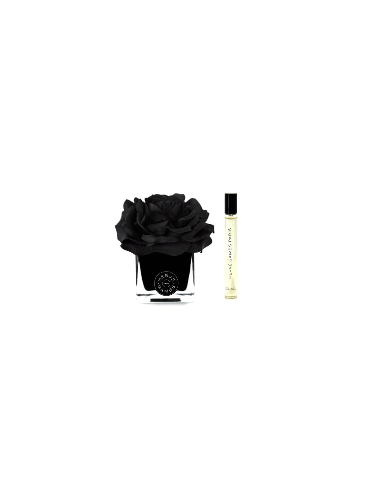Set Herve Gambs: Spray per ambienti Ombre Patchouli 10ml + Diffusore di aromi a bastoncini in porcellana Black Couture Flower