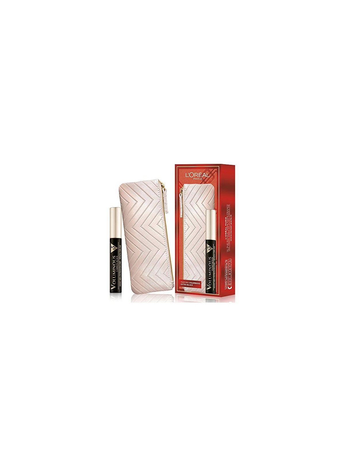 Set L'Oreal Paris: Crema per il trucco in tessuto + Mascara volumizzante Voluminous X5 Extra Nero 75ml