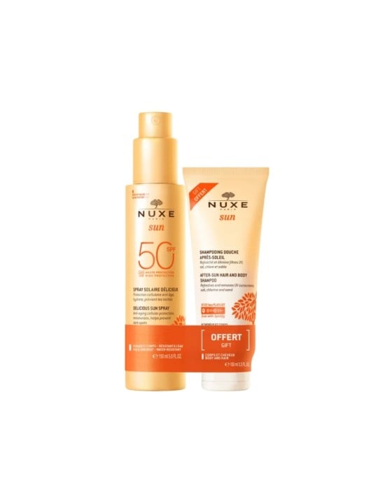 Set Nuxe: Shampoo doposole Sun per capelli e corpo 100ml + Spray solare Sun SPF 50 150ml