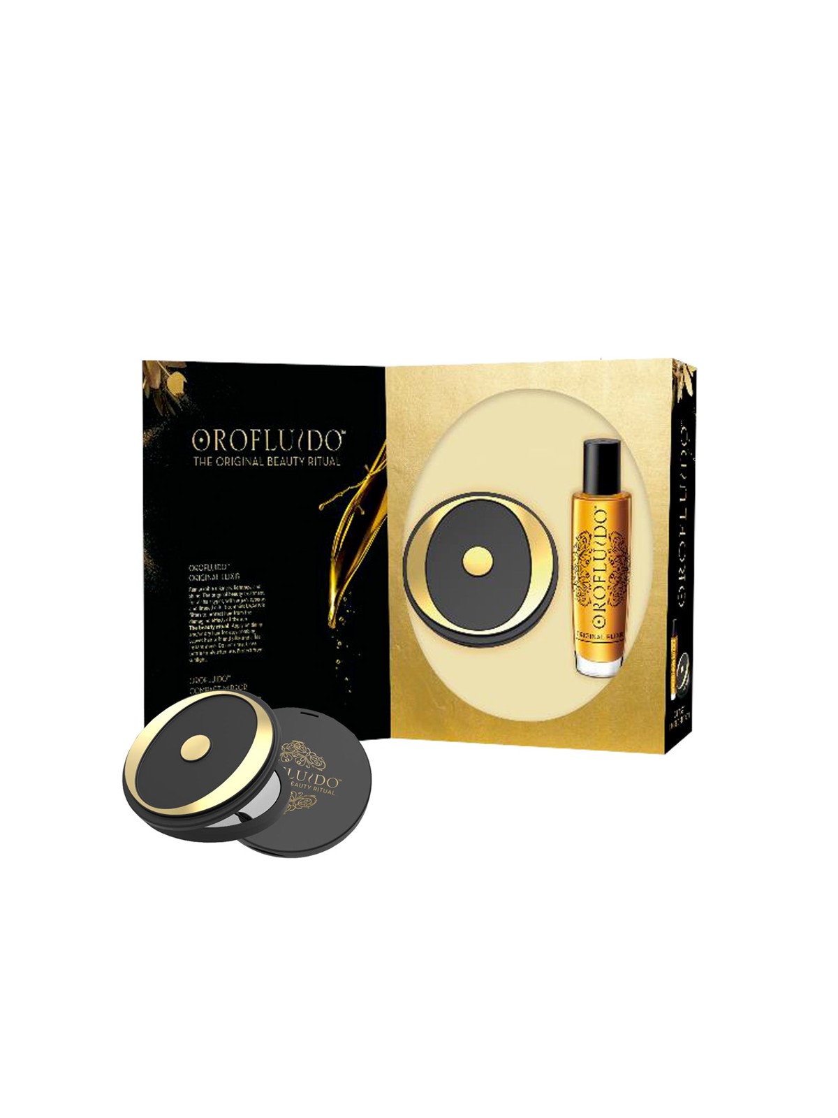Set Revlon: Orofluido Olio per Capelli Idratante/Districante e Lucente 100ml + Specchietto Compatto Nero