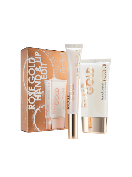 Set Rodial: Crema mani rigenerante oro rosa 40ml + Balsamo labbra oro rosa 10ml