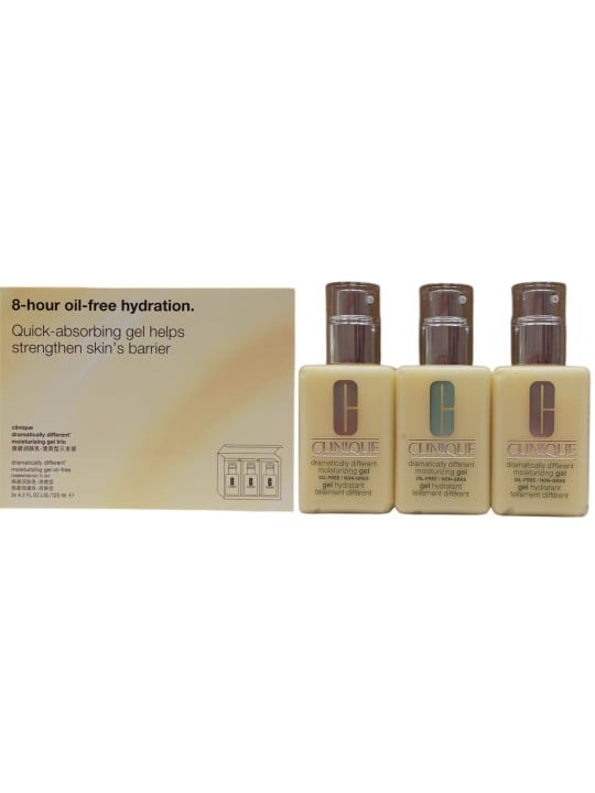 Set Trio Clinique Dramatically Different Face Care Gel Idratante Giorno e Notte Senza Parabeni per il Viso 3 pezzi 125ml