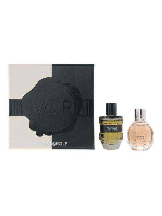 Set Viktor & Rolf: Flowerbomb Eau De Parfum donna 7ml + Spicebomb Eau De Toilette uomo 7ml Miniatura