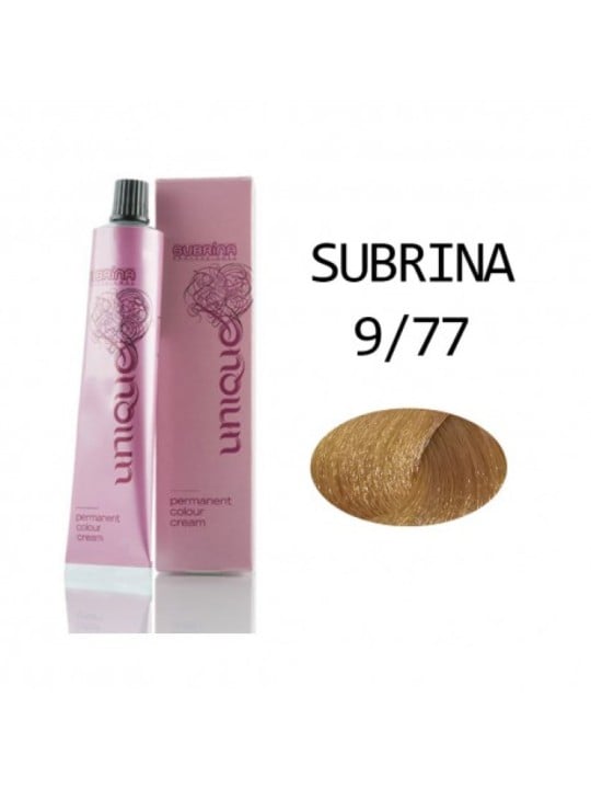 Tintura per capelli permanente professionale unica Subrina 9/77 Biondo chiarissimo - Castano intenso 100ml