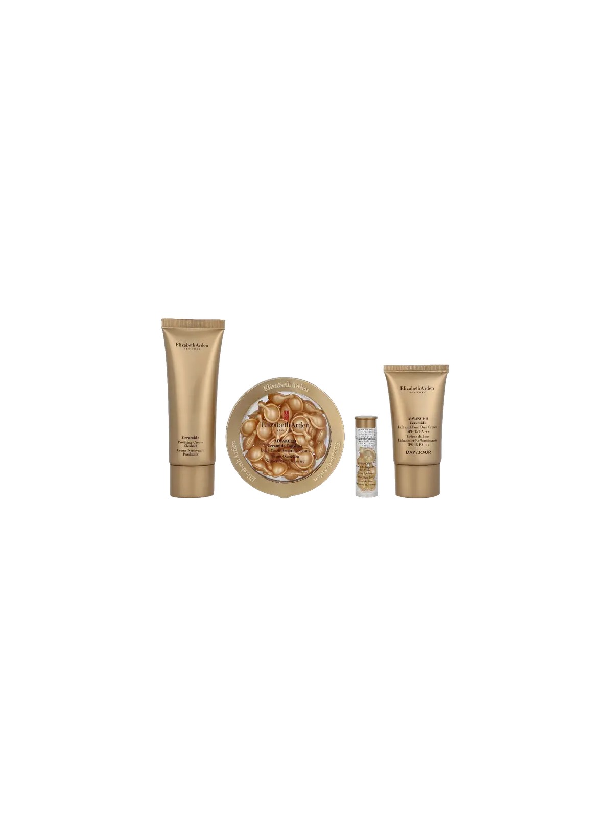 E.Arden Twist & Lift Quartet Advanced Ceremide Capsules Set Cream Cleanser 50ml Restoring Serum 28ml Eye Serum 1.2ml Day Cream
