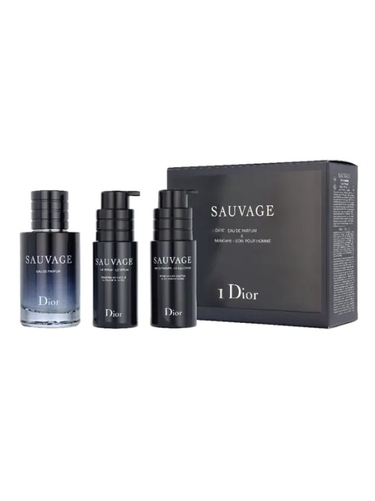 Dior Sauvage Giftset eau de parfum Spray 60ml Cleanser 45ml Serum 45ml 30ml