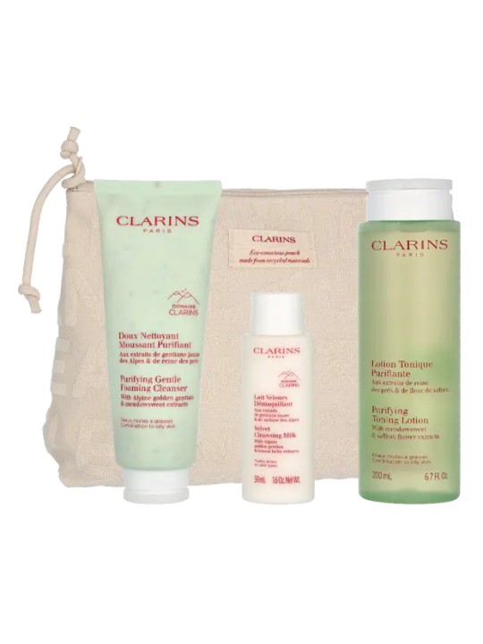 Clarins Cleansing Combination Set Foaming Cleanser 125ml Lotion 200ml Milk 50ml Purse 8,5g