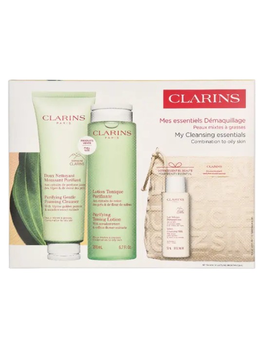 Clarins Cleansing Combination Set Foaming Cleanser 125ml Lotion 200ml Milk 50ml Purse 8,5g