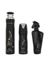 Lattafa SET Maahir Black Edition Eau de Parfum spray 100ml + Spray profumato 200ml + Deodorante per ambienti 300ml