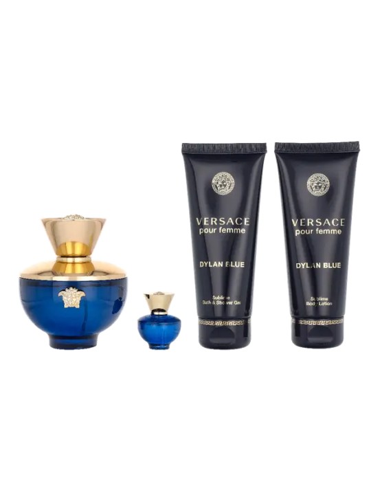 Versace Dylan Blue Pour Femme Giftset eau de parfum Spray 100ml eau de parfum Spray 5ml Body Lotion 100ml Bath & Shower Gel 100