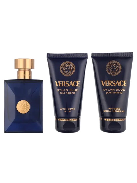 Versace Dylan Blue Pour Homme Giftset eau de toilette Spray 50ml Bath & Shower Gel 50ml Aftershave Balm 50ml 150ml